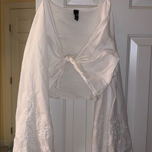 White Tie Front Bell Sleeve Windsor Top